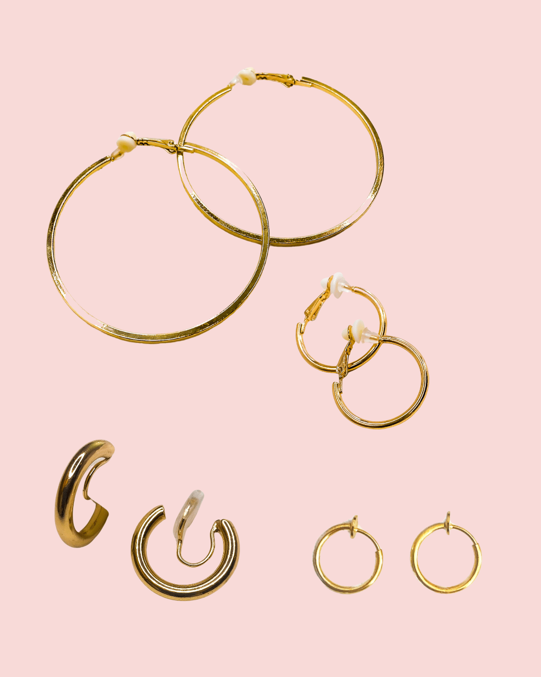 Hoops earparty set L - Goudkleurig - Klipoorbellen.comKlipoorbellen