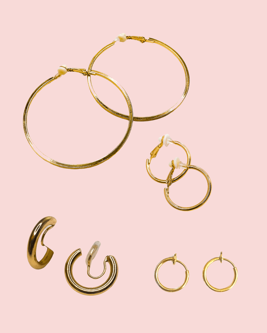 Hoops earparty set L - Goudkleurig - Klipoorbellen.comKlipoorbellen